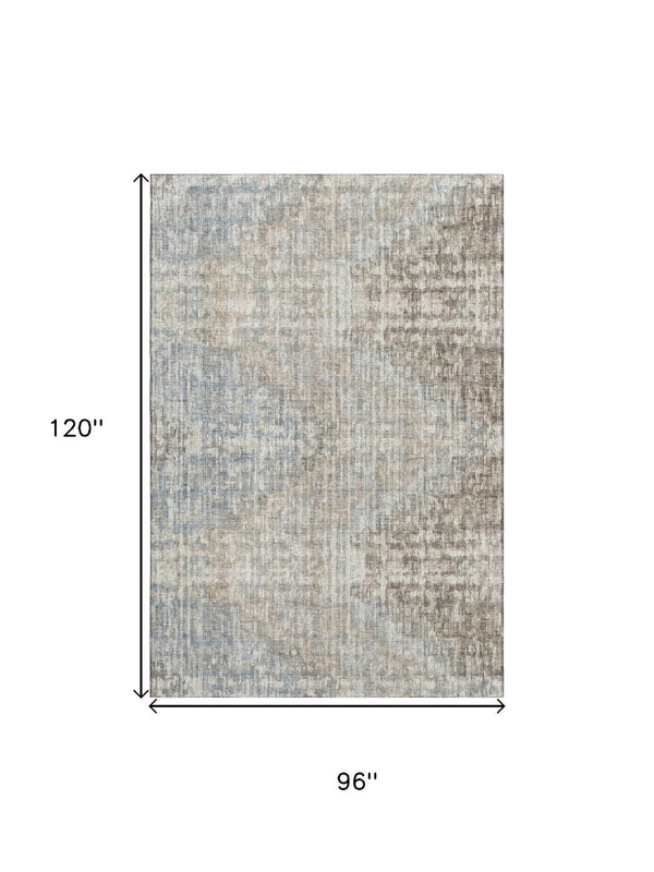 HomeRoots 9' X 12' Beige & Gray Geometric Washable Area Rug - UV Protected, Durable, Stylish for Any Space 710476