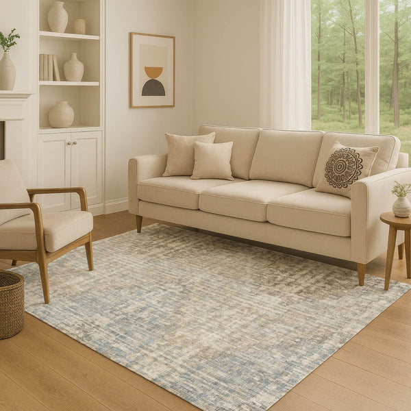 HomeRoots 10' X 14' Beige and Gray Geometric Area Rug – Washable, UV-Protected, Perfect for High Traffic Homes! 710477