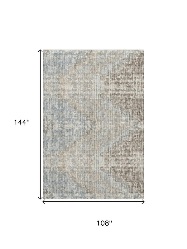 HomeRoots 10' X 14' Beige and Gray Geometric Area Rug – Washable, UV-Protected, Perfect for High Traffic Homes! 710477