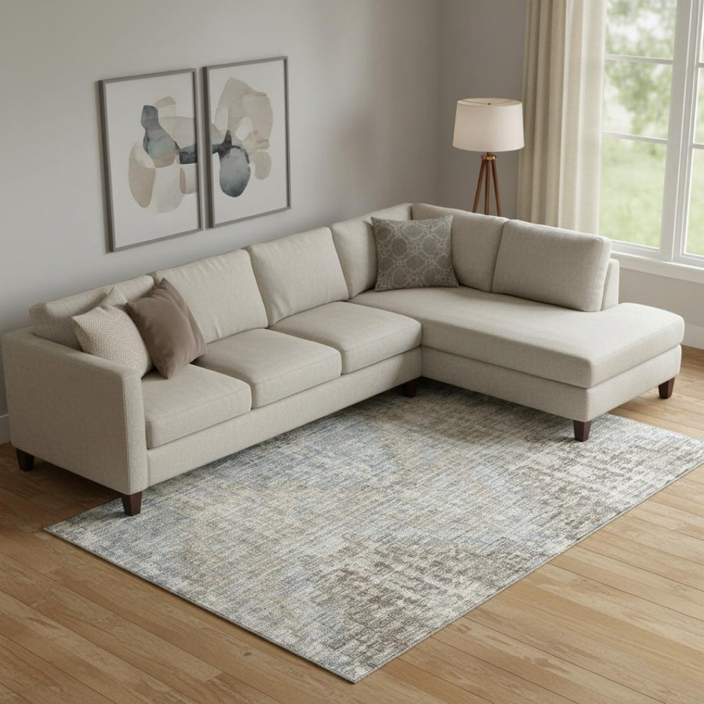 HomeRoots 10' X 14' Beige and Gray Geometric Area Rug – Washable, UV-Protected, Perfect for High Traffic Homes! 710477