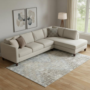 HomeRoots 10' X 14' Beige and Gray Geometric Area Rug – Washable, UV-Protected, Perfect for High Traffic Homes! 710477