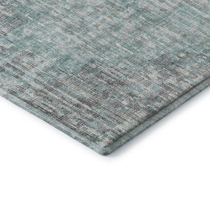 HomeRoots 5' X 8' Teal and Gray Geometric Area Rug – Washable, UV Protected, Stain Resistant for Modern Homes 710479
