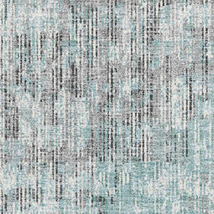 HomeRoots 8' Teal and Gray Geometric Round Rug - Washable, UV-Resistant, Pet-Friendly, Modern Home Decor 710480