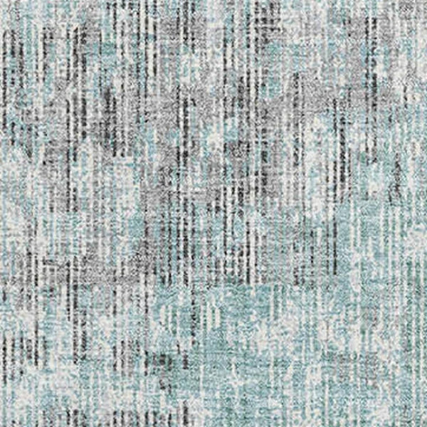 HomeRoots 10' X 14' Teal and Gray Geometric Area Rug - Washable, UV Protected, Stain Resistant for Modern Spaces 710485