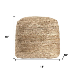 HomeRoots 18" Natural Jute Pouf Ottoman - Versatile Footrest & Extra Seat with Vintage Charm for Any Room 710488