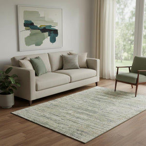 HomeRoots 8' Moroccan Washable Round Rug in Artichoke Green & Copper - UV Protected, Pet-Friendly Design 710493