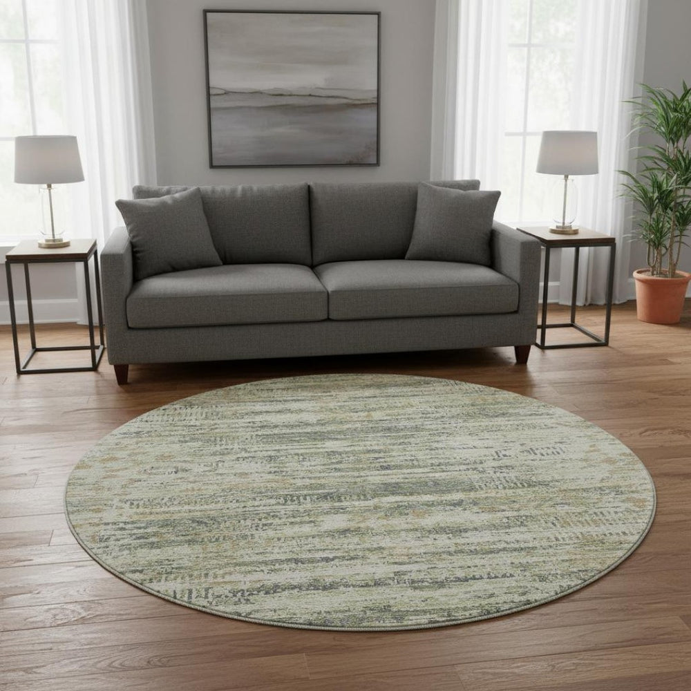 HomeRoots 8' X 10' Moroccan-Inspired Washable Area Rug in Artichoke Green, Copper & Gray with UV Protection 710494
