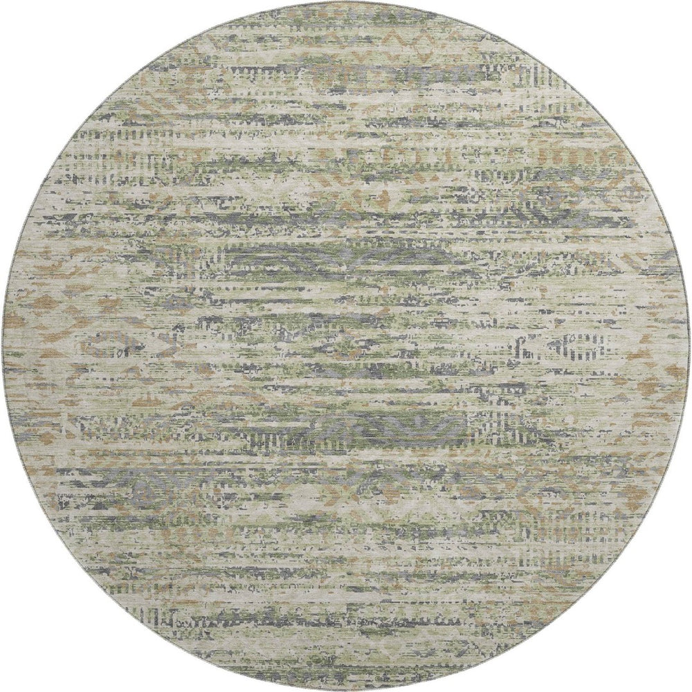 HomeRoots 8' X 10' Moroccan-Inspired Washable Area Rug in Artichoke Green, Copper & Gray with UV Protection 710494
