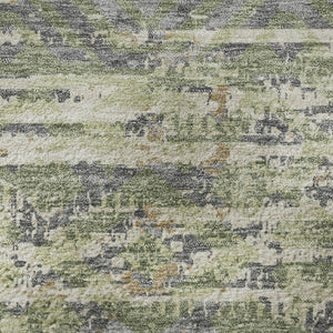 HomeRoots 8' X 10' Moroccan-Inspired Washable Area Rug in Artichoke Green, Copper & Gray with UV Protection 710494