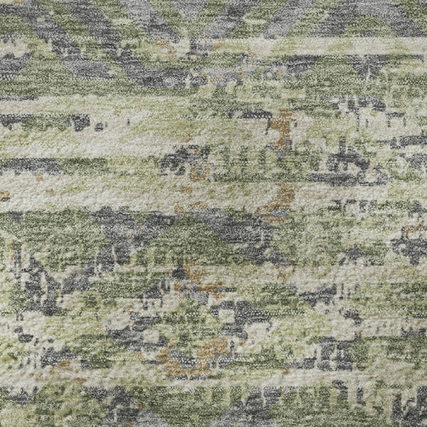 HomeRoots 8' X 10' Moroccan-Inspired Washable Area Rug in Artichoke Green, Copper & Gray with UV Protection 710494