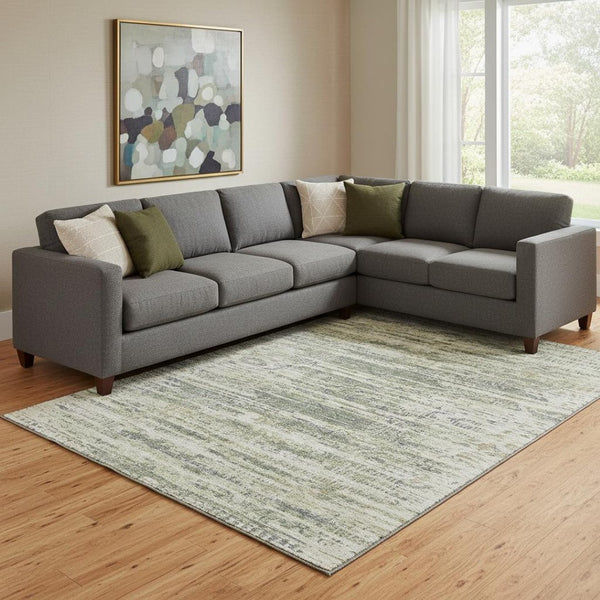 HomeRoots 9' X 12' Artichoke Green Moroccan Area Rug - Washable, UV Protected, Stain Resistant for Busy Homes 710495