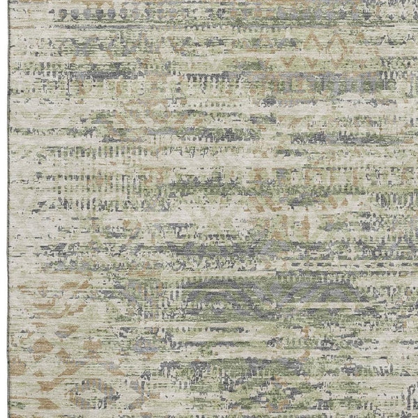 HomeRoots 9' X 12' Artichoke Green Moroccan Area Rug - Washable, UV Protected, Stain Resistant for Busy Homes 710495