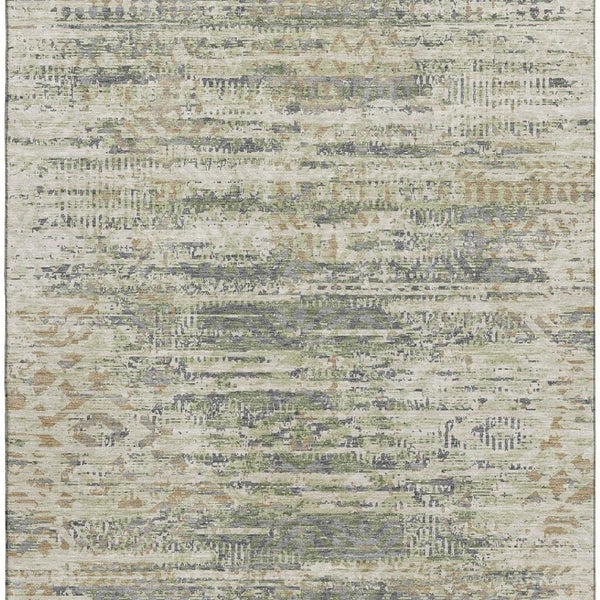 HomeRoots 9' X 12' Artichoke Green Moroccan Area Rug - Washable, UV Protected, Stain Resistant for Busy Homes 710495