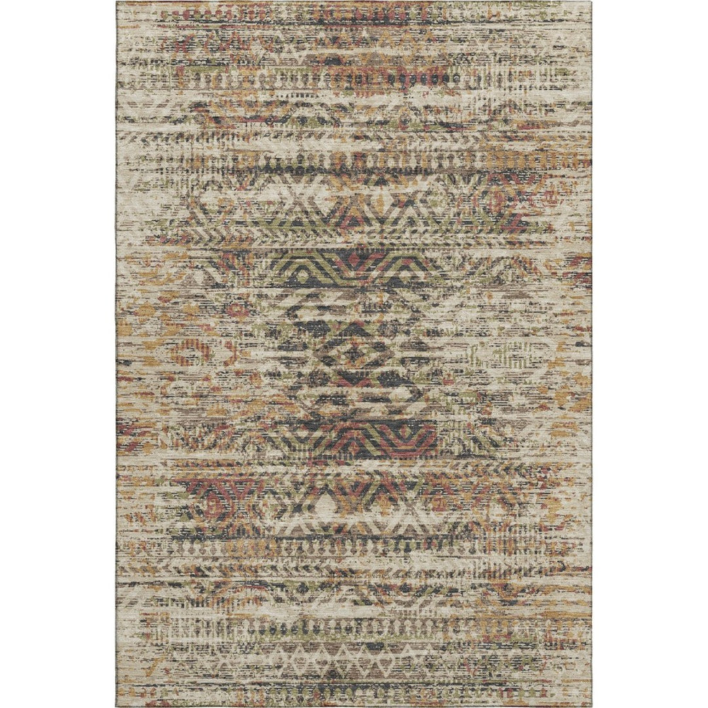 HomeRoots 5' X 8' Moroccan Washable Area Rug in Beige, Charcoal, and Copper with UV Protection, Stain Resistant 710498
