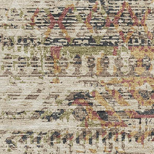 HomeRoots 5' X 8' Moroccan Washable Area Rug in Beige, Charcoal, and Copper with UV Protection, Stain Resistant 710498