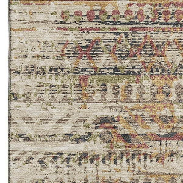HomeRoots 5' X 8' Moroccan Washable Area Rug in Beige, Charcoal, and Copper with UV Protection, Stain Resistant 710498