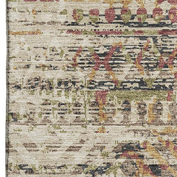 HomeRoots 8' Beige Charcoal & Copper Moroccan Round Rug - Stylish, Washable, UV-Protected for Homes & Patios 710499