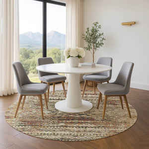 HomeRoots 8' X 10' Washable Moroccan Area Rug in Beige, Charcoal & Copper - Durable, UV Protected & Stylish 710500