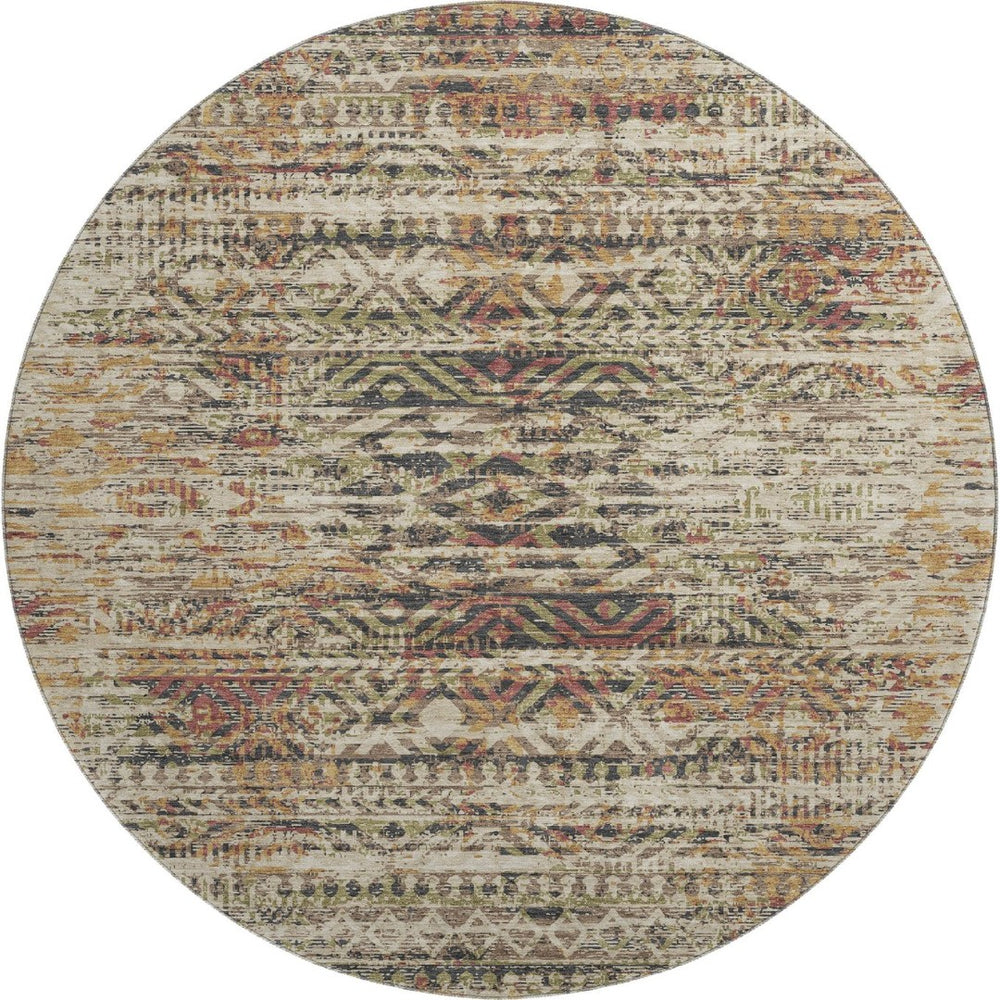 HomeRoots 8' X 10' Washable Moroccan Area Rug in Beige, Charcoal & Copper - Durable, UV Protected & Stylish 710500