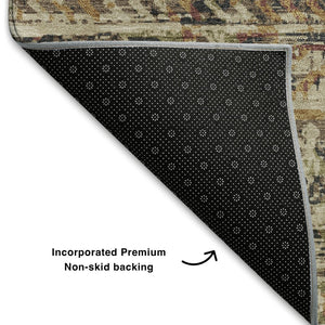 HomeRoots 8' X 10' Washable Moroccan Area Rug in Beige, Charcoal & Copper - Durable, UV Protected & Stylish 710500