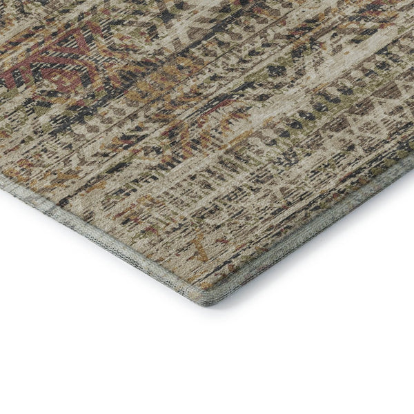 HomeRoots 8' X 10' Washable Moroccan Area Rug in Beige, Charcoal & Copper - Durable, UV Protected & Stylish 710500