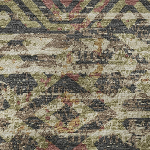 HomeRoots 8' X 10' Washable Moroccan Area Rug in Beige, Charcoal & Copper - Durable, UV Protected & Stylish 710500