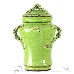 Zentique Distressed Green Vase with Aged Glaze and Organic Silhouette—Handcrafted Ceramic Accent for Home Decor W13 x H18.5 x D10 7104 L Green