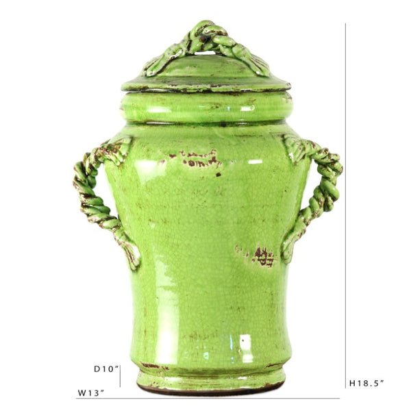 Zentique Distressed Green Vase with Aged Glaze and Organic Silhouette—Handcrafted Ceramic Accent for Home Decor W13 x H18.5 x D10 7104 L Green