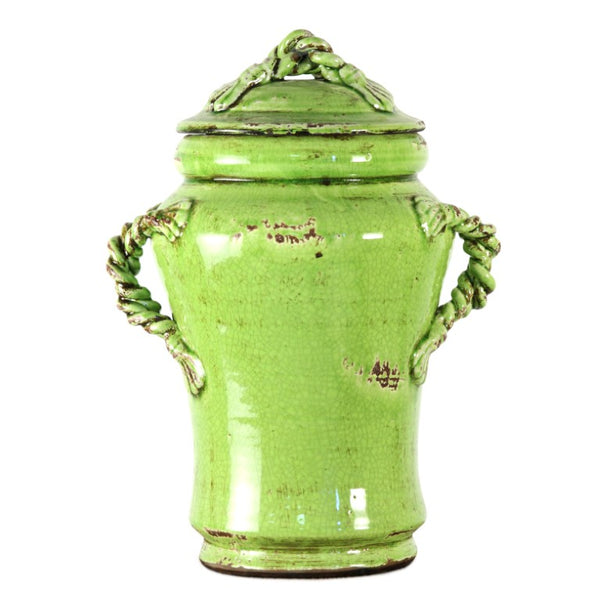Zentique Distressed Green Vase with Aged Glaze and Organic Silhouette—Handcrafted Ceramic Accent for Home Decor W13 x H18.5 x D10 7104 L Green