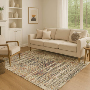 HomeRoots 10' X 14' Versatile Beige Charcoal Copper Moroccan Washable Area Rug with UV and Stain Protection 710502