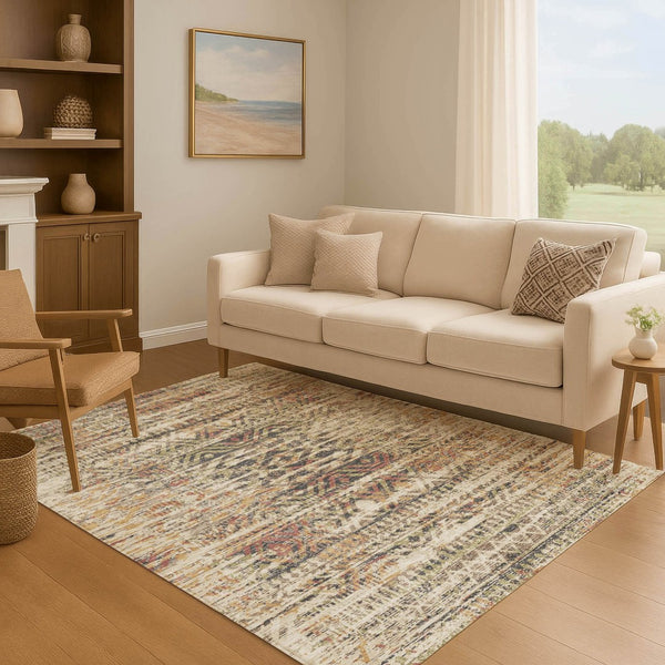 HomeRoots 10' X 14' Versatile Beige Charcoal Copper Moroccan Washable Area Rug with UV and Stain Protection 710502