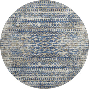 HomeRoots 8' X 10' Washable Blue Gray and Beige Moroccan Area Rug with UV Protection for Stylish Homes & Patios 710506
