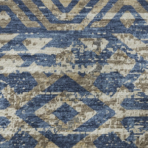 HomeRoots 8' X 10' Washable Blue Gray and Beige Moroccan Area Rug with UV Protection for Stylish Homes & Patios 710506