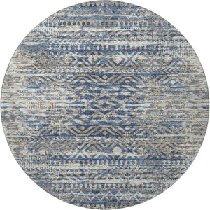 HomeRoots 8' X 10' Washable Blue Gray and Beige Moroccan Area Rug with UV Protection for Stylish Homes & Patios 710506