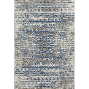 HomeRoots 9' X 12' Blue-Gray & Beige Moroccan Washable Area Rug - UV Protected, Stain Resistant & Soft Touch 710507