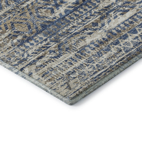 HomeRoots 9' X 12' Blue-Gray & Beige Moroccan Washable Area Rug - UV Protected, Stain Resistant & Soft Touch 710507