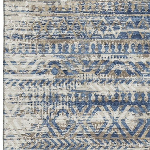 HomeRoots 9' X 12' Blue-Gray & Beige Moroccan Washable Area Rug - UV Protected, Stain Resistant & Soft Touch 710507