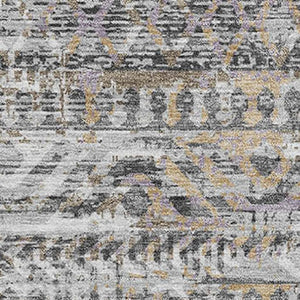 HomeRoots 5' X 8' Gray Gold Ivory Moroccan Area Rug - Washable, Stain Resistant, UV Protected for Stylish Living 710510