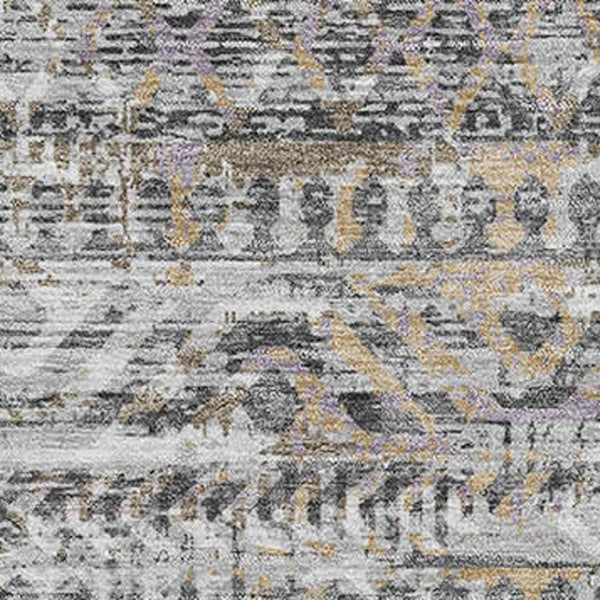 HomeRoots 5' X 8' Gray Gold Ivory Moroccan Area Rug - Washable, Stain Resistant, UV Protected for Stylish Living 710510