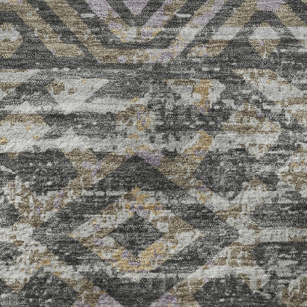 HomeRoots 8' X 10' Gray Gold Ivory Moroccan Area Rug – Washable, Stain Resistant & UV Protected for Homes 710512