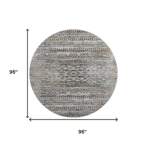 HomeRoots 8' X 10' Gray Gold Ivory Moroccan Area Rug – Washable, Stain Resistant & UV Protected for Homes 710512