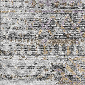 HomeRoots 10' Gray Gold Ivory Moroccan Area Rug - Washable, UV Protected, Non-Slip for Indoor & Outdoor Use 710514
