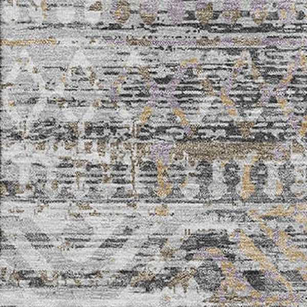 HomeRoots 10' Gray Gold Ivory Moroccan Area Rug - Washable, UV Protected, Non-Slip for Indoor & Outdoor Use 710514