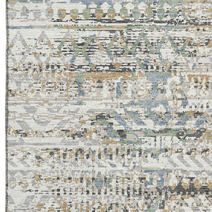 HomeRoots 5' X 8' Ivory Beige & Charcoal Moroccan Area Rug - Washable, Stain-Resistant, UV Protection & Durable 710516