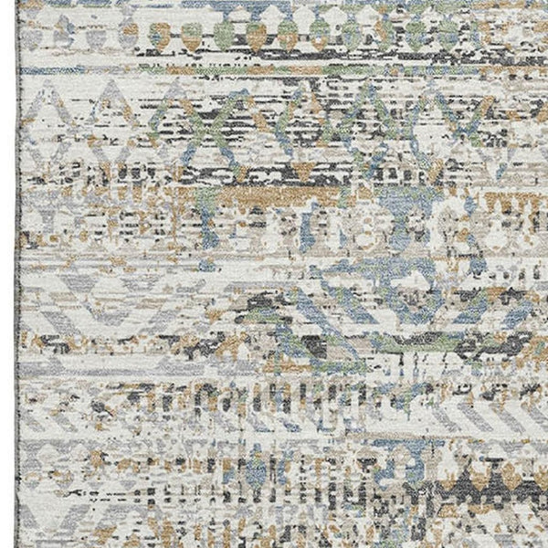 HomeRoots 5' X 8' Ivory Beige & Charcoal Moroccan Area Rug - Washable, Stain-Resistant, UV Protection & Durable 710516