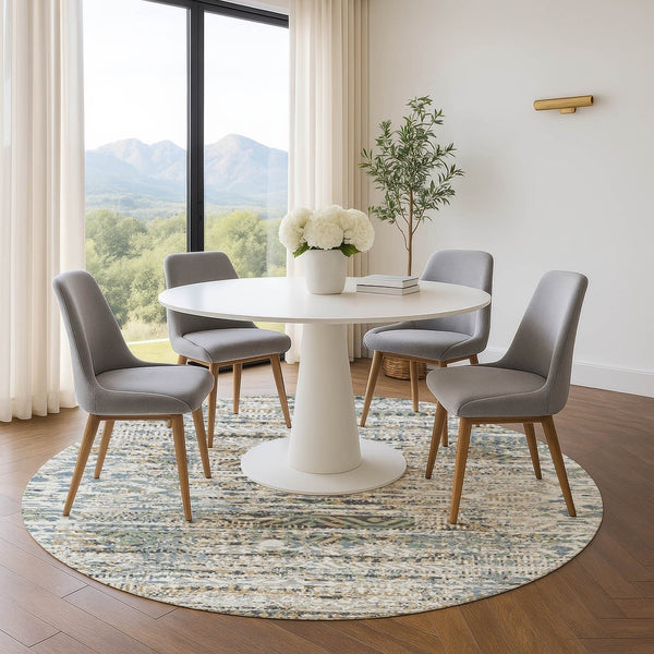HomeRoots 8' X 10' Moroccan-Inspired Washable Area Rug in Ivory Beige & Charcoal with UV Protection & Style 710518