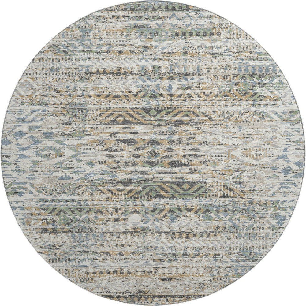 HomeRoots 8' X 10' Moroccan-Inspired Washable Area Rug in Ivory Beige & Charcoal with UV Protection & Style 710518