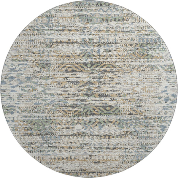 HomeRoots 8' X 10' Moroccan-Inspired Washable Area Rug in Ivory Beige & Charcoal with UV Protection & Style 710518