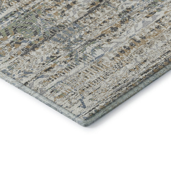 HomeRoots 8' X 10' Moroccan-Inspired Washable Area Rug in Ivory Beige & Charcoal with UV Protection & Style 710518
