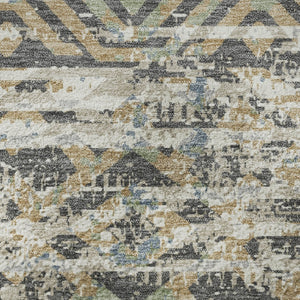 HomeRoots 8' X 10' Moroccan-Inspired Washable Area Rug in Ivory Beige & Charcoal with UV Protection & Style 710518